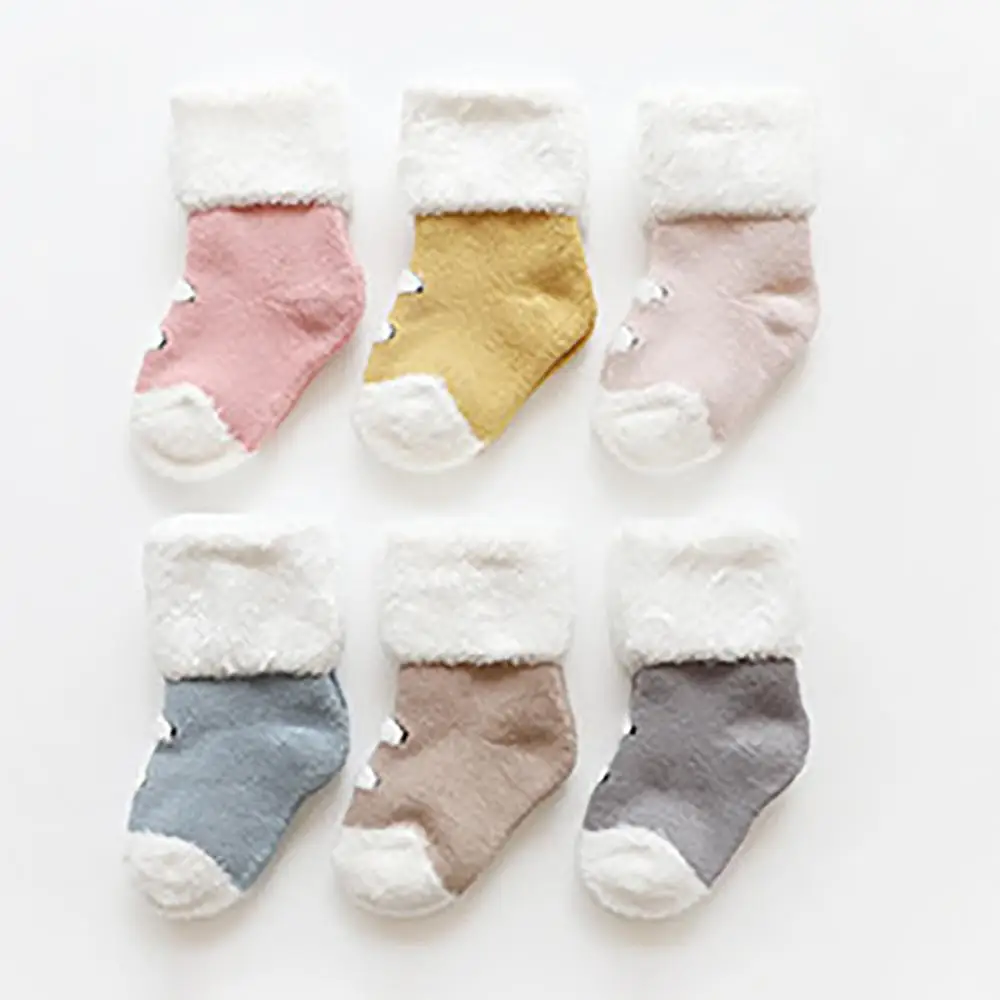 Зимние толстые носки для маленьких мальчиков и девочек милые мягкие хлопковые с