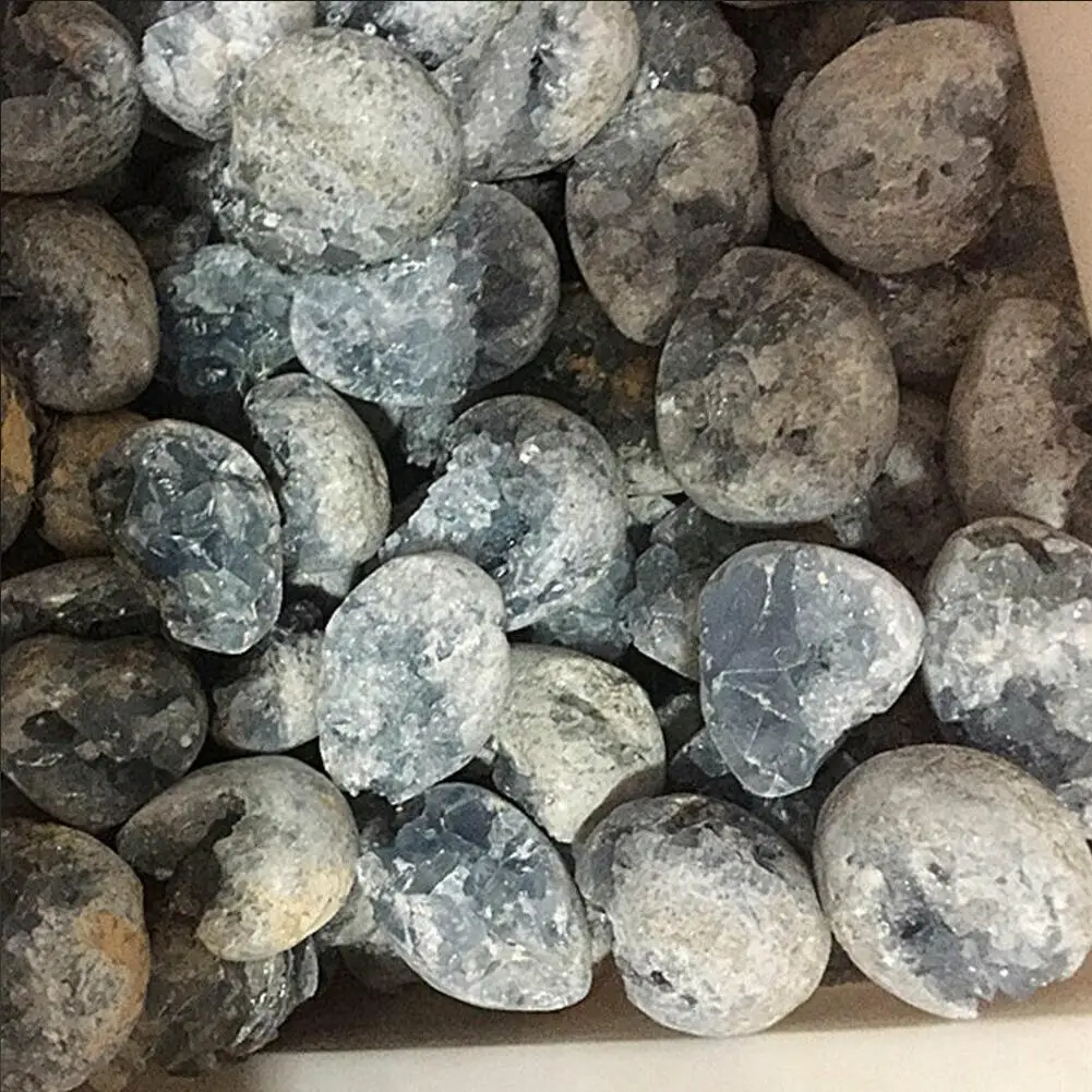 Натуральный красивый целлетитовый кристалл лечебный кластер синий геод образец