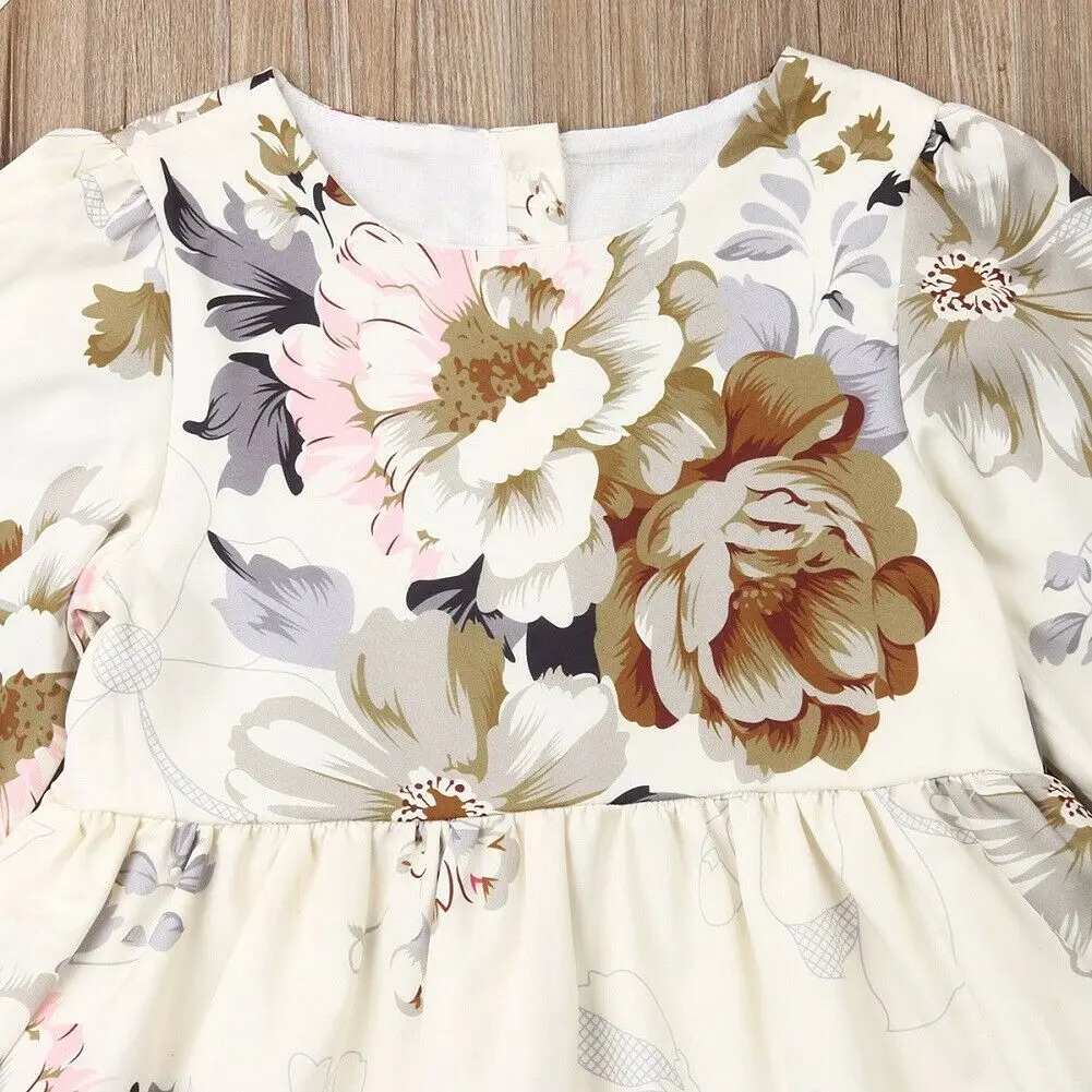 Осеннее платье для маленьких девочек трапециевидной формы с длинными рукавами и