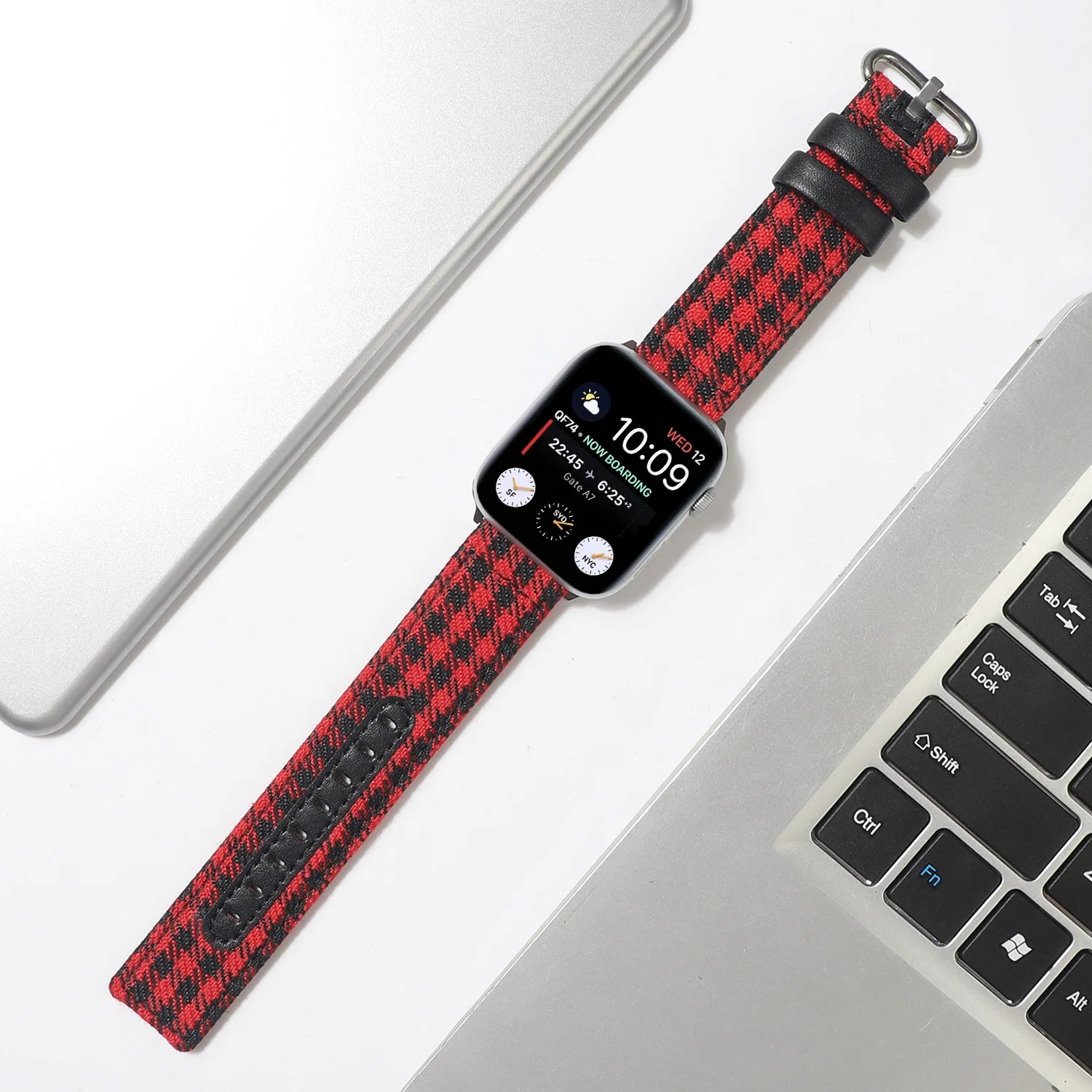 

Ремешок кожаный для Apple Watch 6 band 42 мм 38 мм 40 мм 44 м, тканевый браслет для iWatch Series 3 4 5 6 band, сетчатый узор 44 мм 42 мм
