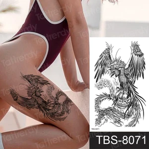 Тату временные водостойкие для женщин, поддельные татуировки, дракон, тигр, Феникс, волк, животные, мужской боди-арт