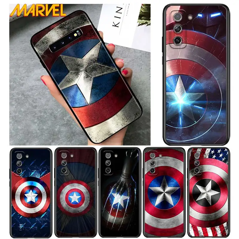 

Shield captain america marvel for Samsung Galaxy S21 Ultra Plus Note 20 10 9 8 S10 S9 S8 S7 S6 Edge Plus Black Phone Case