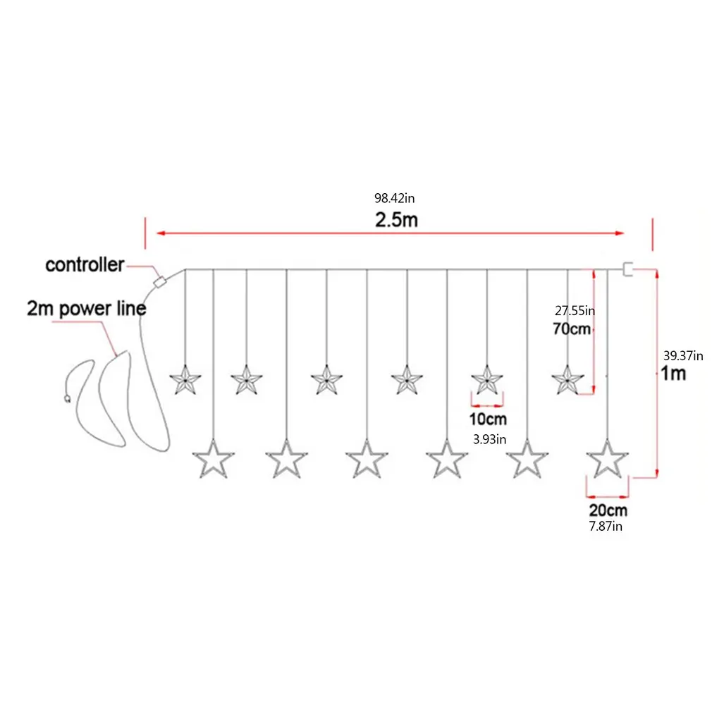 

Led Stars Curtain Lamp Small Colored Lights Modeling Lamp String Christmas Tree Party Wedding Christmas Lights