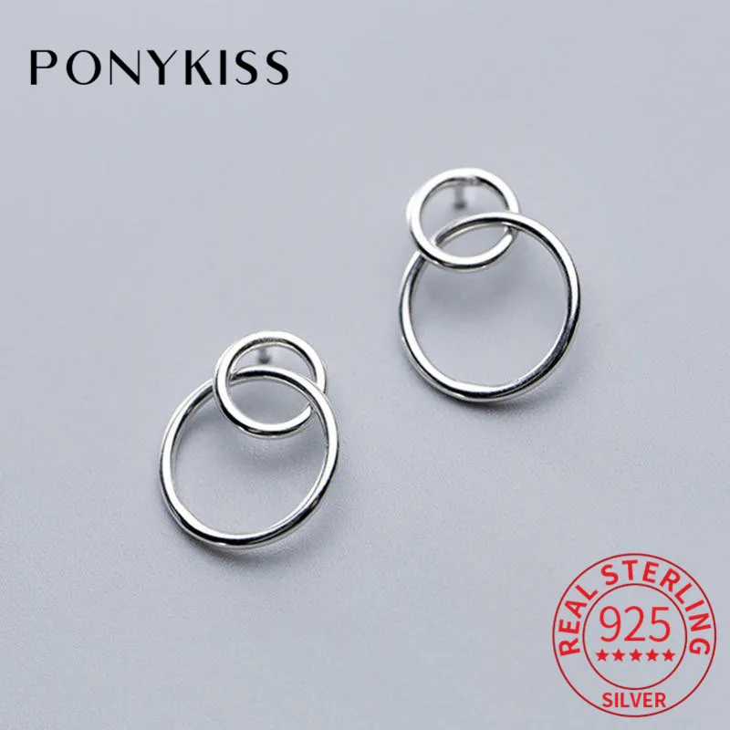 

Классические женские серьги-подвески PONYKISS из серебра 100% пробы, с круглыми отверстиями, модный аксессуар для вечеринки
