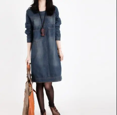 2020 популярное осеннее джинсовое платье с длинным рукавом в Корейском стиле Mori