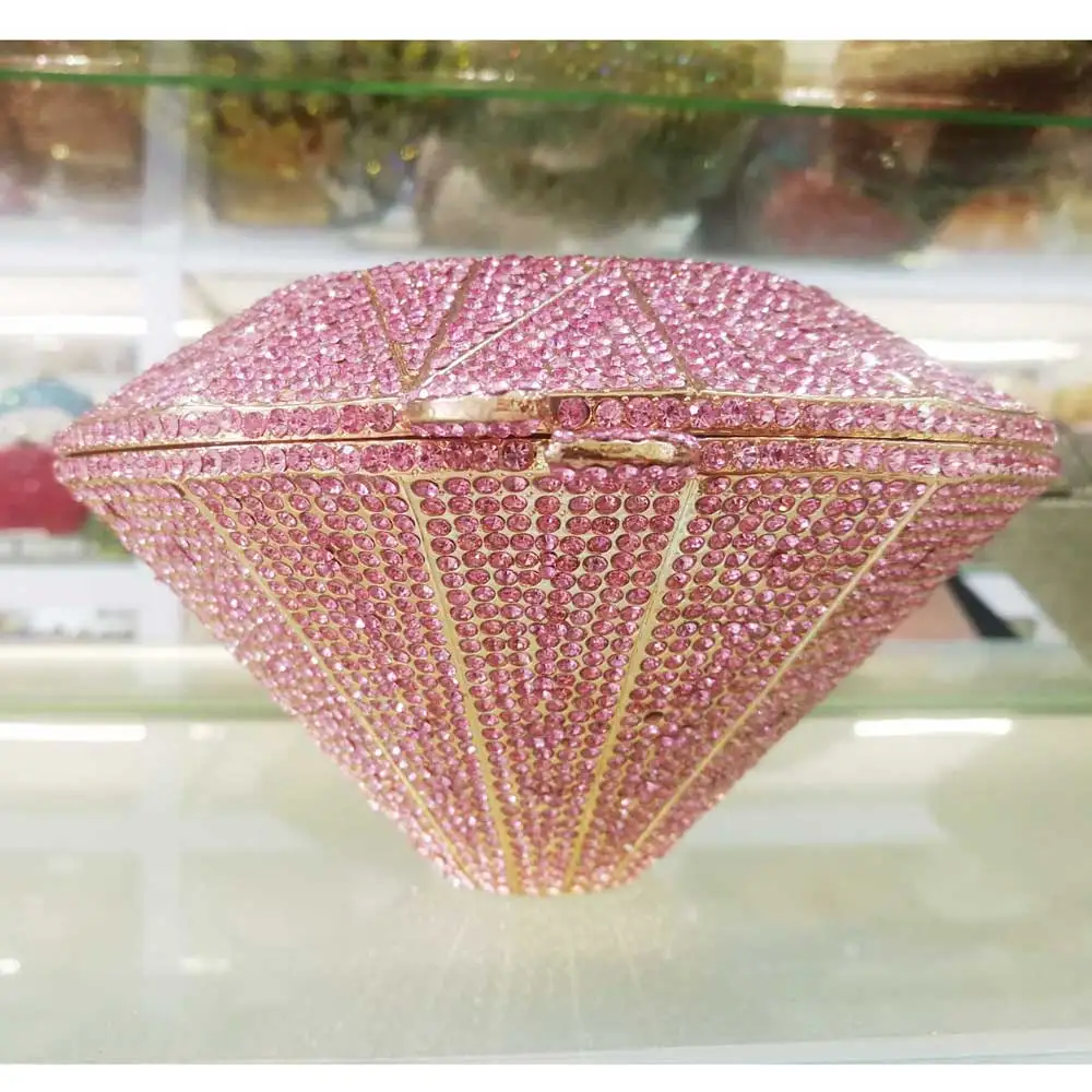 Pink Дизайнерские цветные сумки с кристаллами, геометрические модные роскошные брендовые клатчи, женские вечерние сумочки кошелек, сумки SC996 - Цвет: Pink