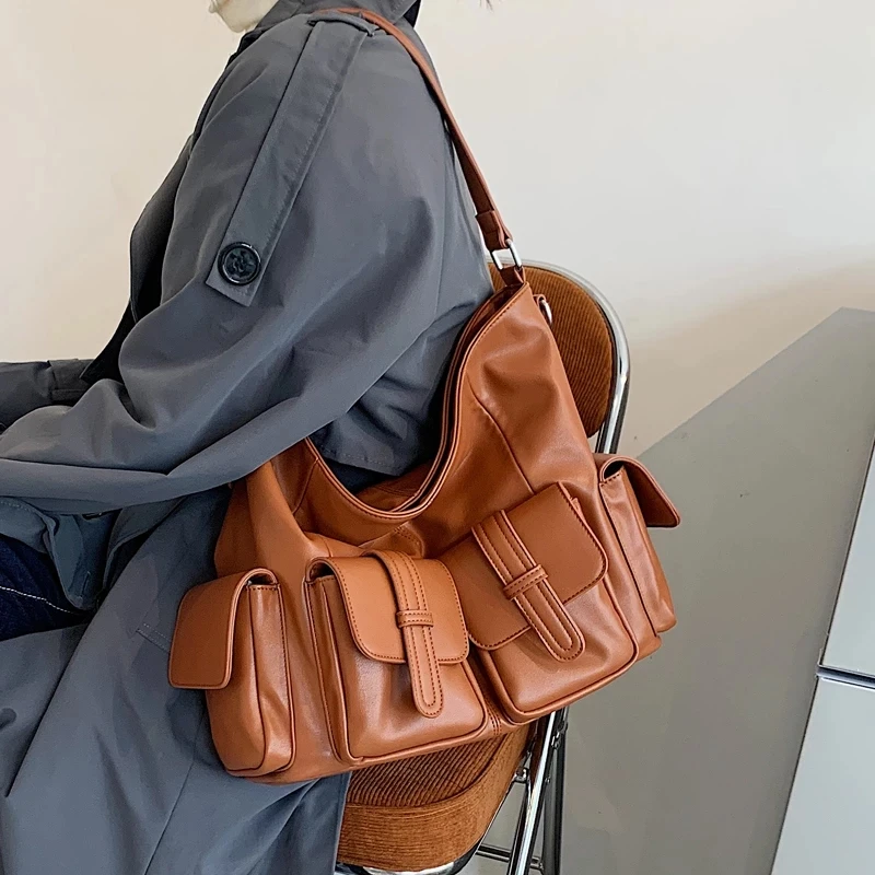 

Сумка женская через плечо, из мягкой искусственной кожи, большая вместимость, 2021