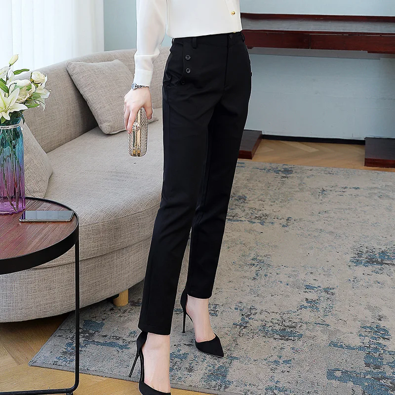 

2021 Vintage Casual Trousers Autumn Cotton Linen Pants Women Elastic Waist Solid Pants Long Turnip Oversized Pantalon Plus Size