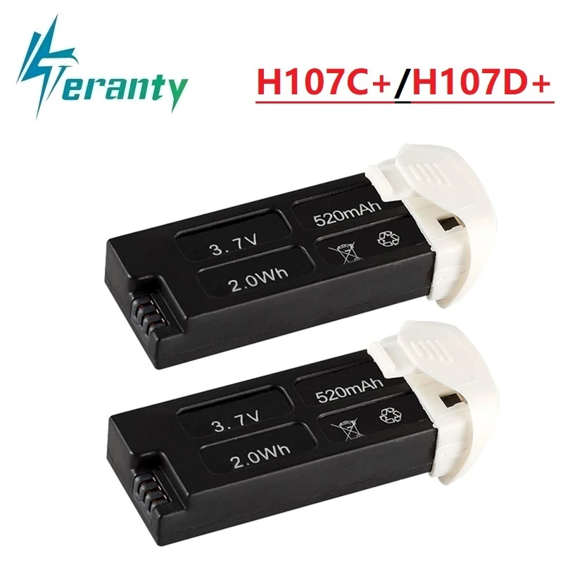 2 шт. 3 7 v 520mah Lipo батарея для Hubsan X4 H107D + H107C V 520mAh 2.0Wh RC квадрокоптера запасные части