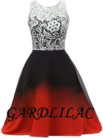 gardlilac 2021 black to red lace ombre homecoming party dress for juniors gradient short prom dresses chiffon bridesmaid dresse