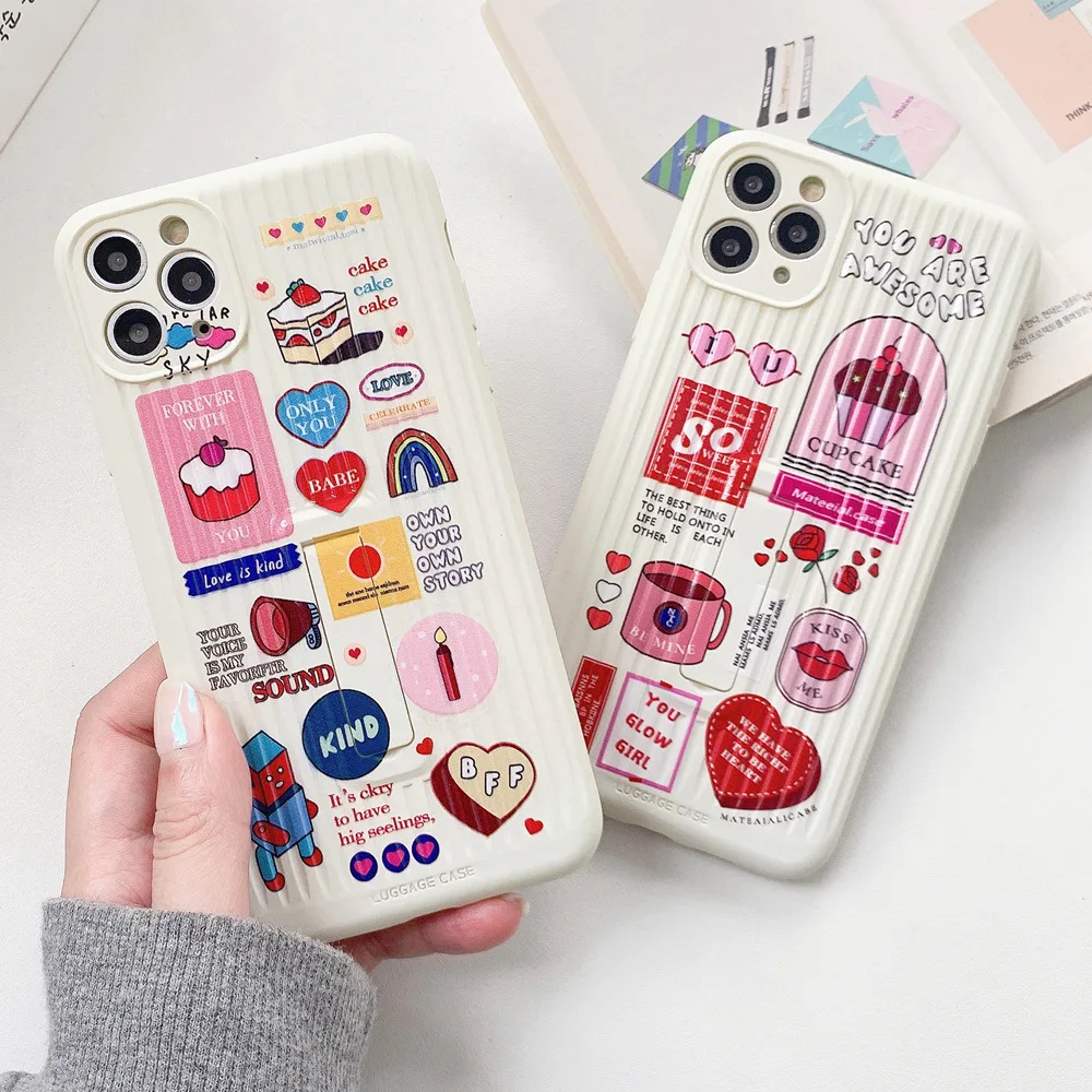 Shockproof Soft Stand Protect Case For iPhone 11 Pro Max SE 2020 SE2 Fashion Ins Cute Love Girl Cartoon for XR XS X |