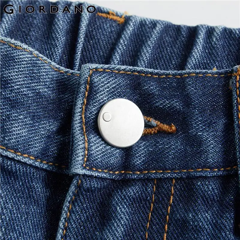 Giordano Women Denim Jeans Elastic Waist Wide-leg Pants Pocket Zip Front Fashion Mujer 05419096 | Женская одежда