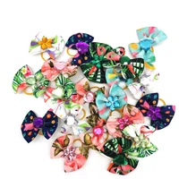 50pcs doggy pet hair bows accessories with rubber cute flamingo pet dog teddy yorkson hair bows pet grooming products