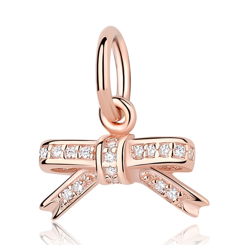 YW20948 Authentic 925 Sterling Silver Beads Charm Crystal charm Rose Gold Clear CZ Fit Original Pandora Bracelet Women Diy Jewelry - Цвет: YW20948
