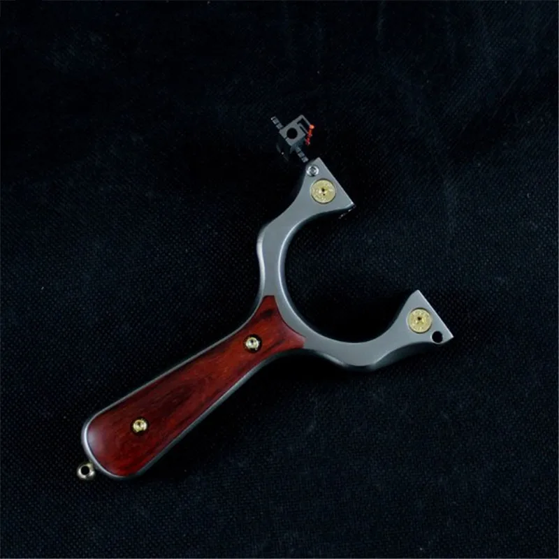 

Hunting slingshot strong catapult stainless steel + wooden handle with flat rubber band outdoor sports shooting high quality