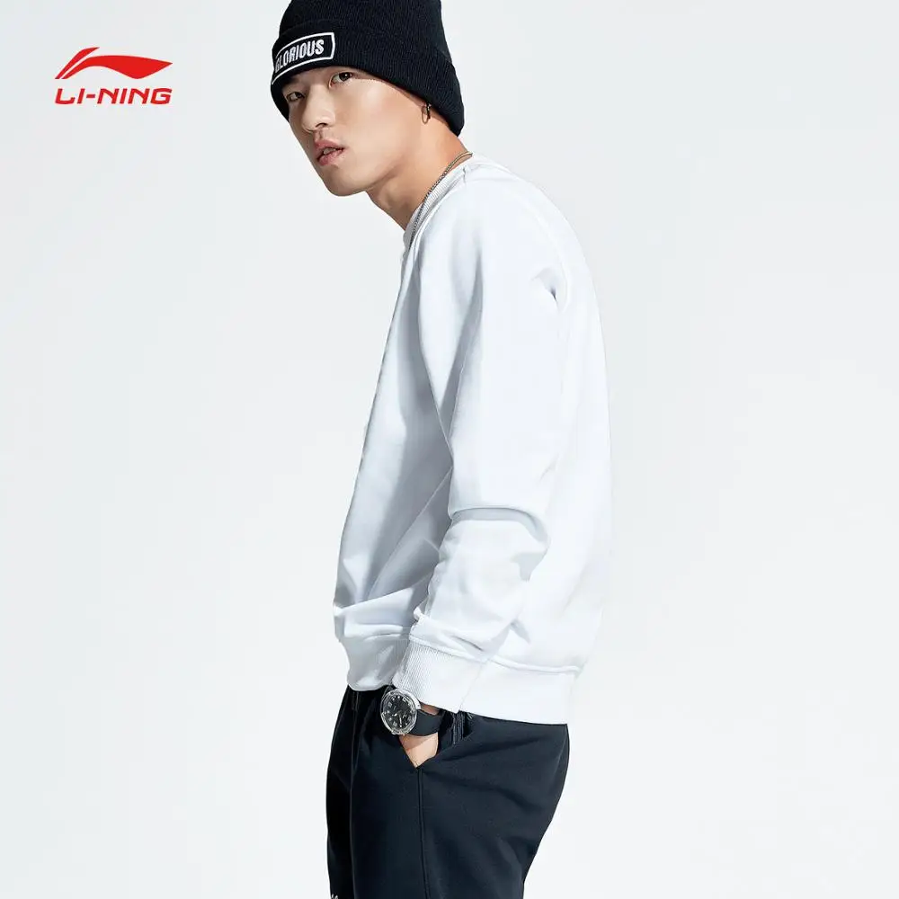 Li-Ning Мужская трендовая толстовка с капюшоном, теплая, 66% полиэстер, 34% спандекс, обычная посадка, с принтом, на подкладке, спортивный свитер AWDN805 MWW1449