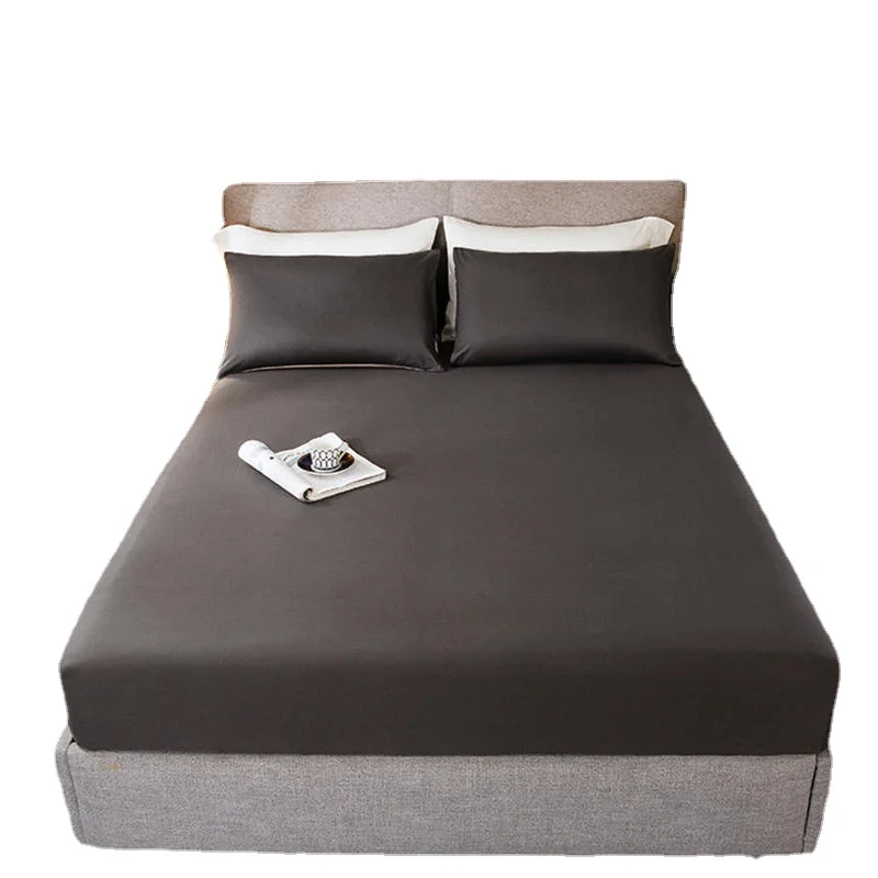 

1 pc Fitted Sheet Cotton Mattress Cover on an Elastic Band drap de lit Bed Sheet Solid Color Bedclothes Double Queen
