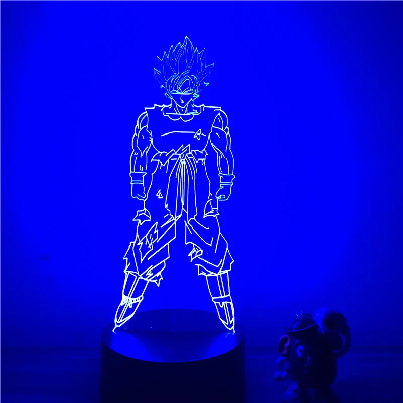 Dragon Ball Z Вегета ГОКу супер сайян, «Жемчуг дракона 3D светодиодный Ночной светильник 7 цветов сенсорный оптический Иллюзия фигурку настольная лампа украшения