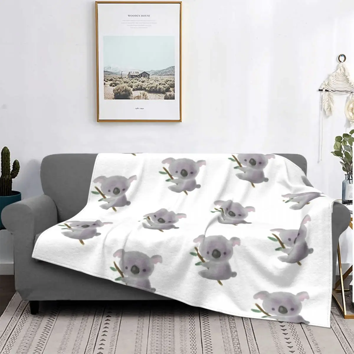 

Mantas de oso Koala de franela para primavera y otoño, manta cálida portátil de Animal bonito para sofá, colcha fina de felpa