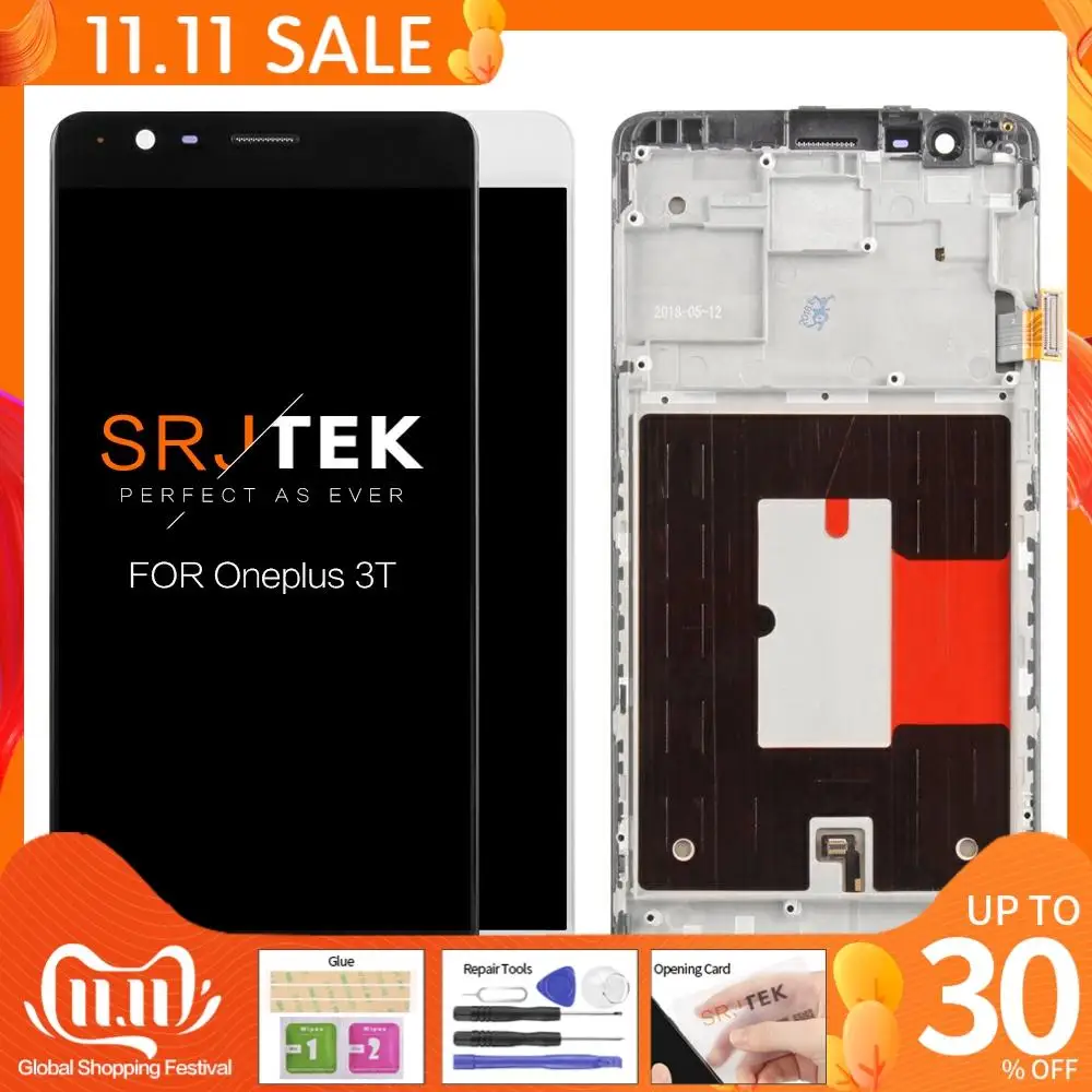 

OLED дисплей для OnePlus 3T сенсорный ЖК-экран для Oneplus 3 дисплей дигитайзер рамка в сборе заменяет 5,5 "для One plus A3010 ЖК