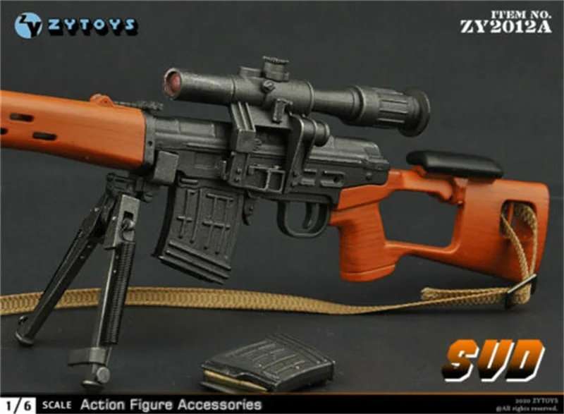 

1/6 Gun Weapon Model Toy ZYTOYS ZY2012 SVD/SVDS Fit 12'' Solider Figure