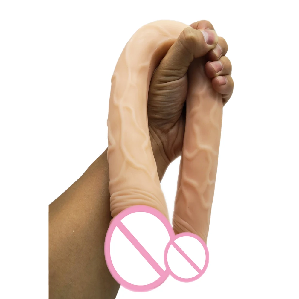 46 см Длинные двойной головкой пениса U форма фаллоимитатор Огромный дилдо секс