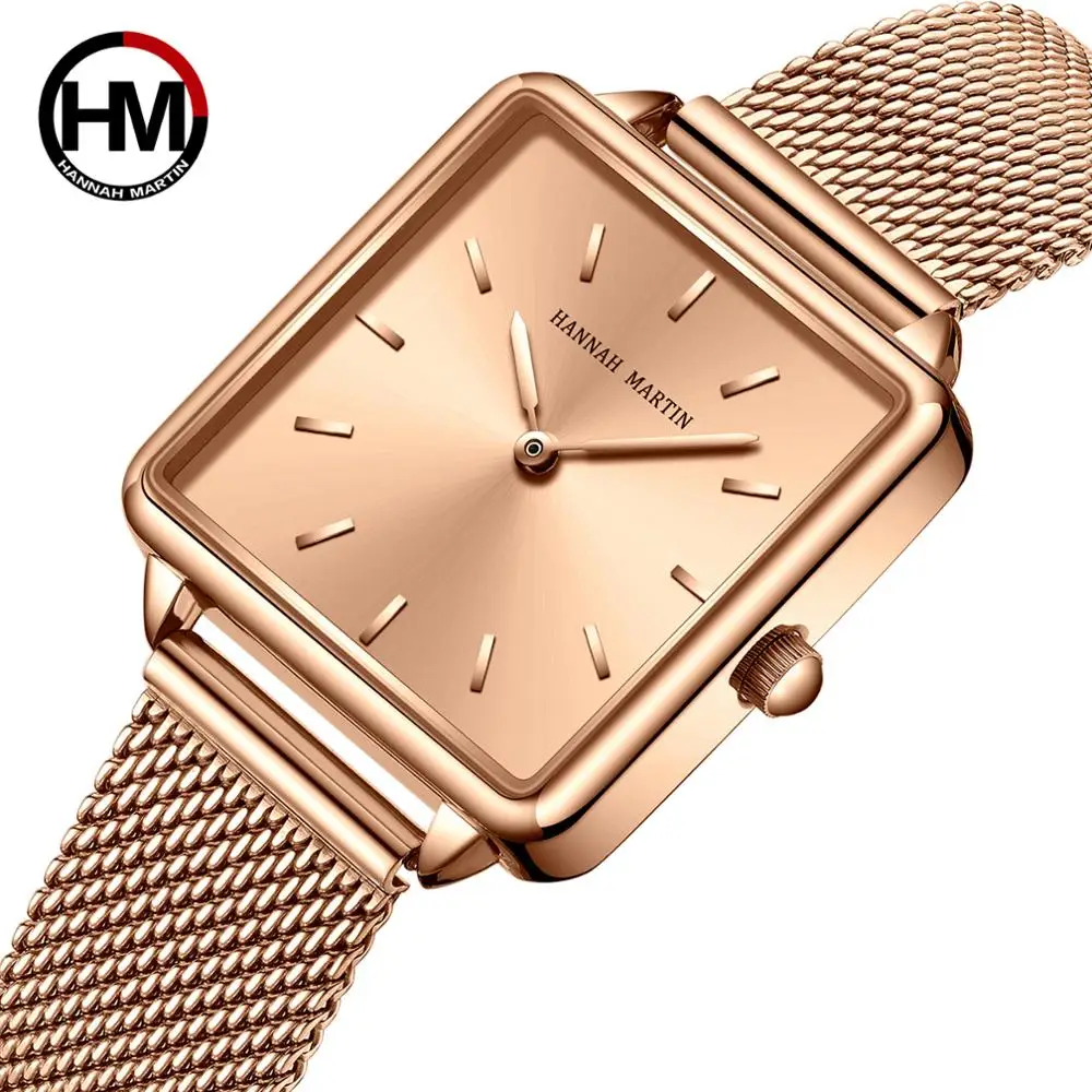 

Japan Movement Drop Shipping Women Rose Gold Simple Fashion Casual Brand Wristwatch Luxury Lady Square Watches Relogio Feminino