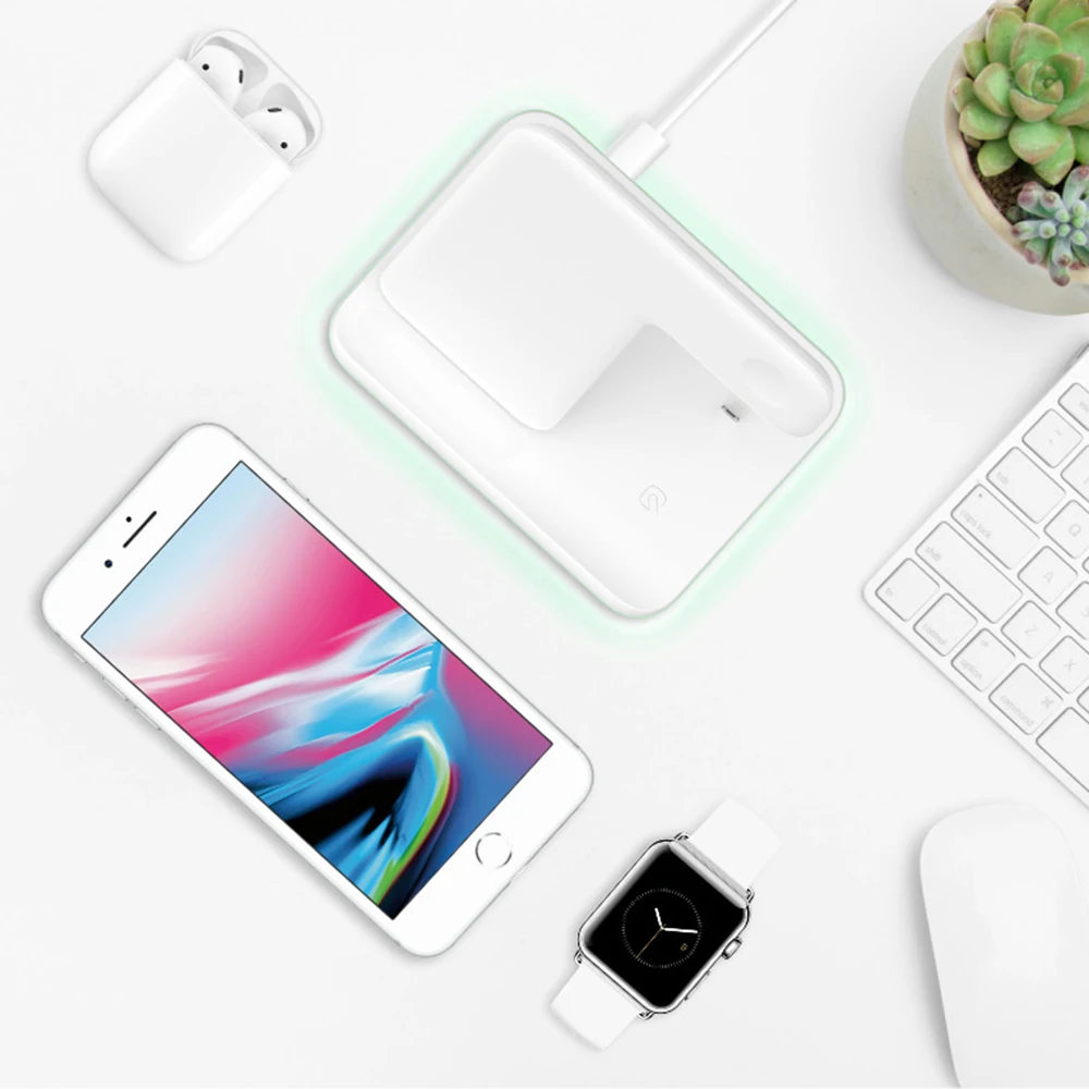 Qi Беспроводное зарядное устройство 15 Вт 3 в 1 держатель док станции для Apple Watch