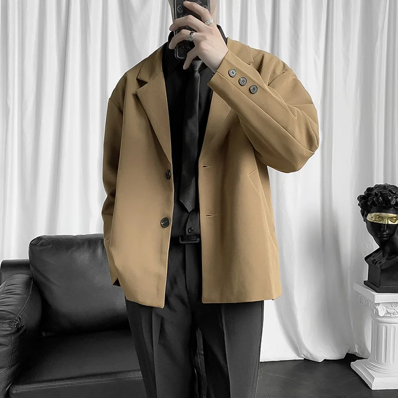 

Autumn casual solid color small suit men's loose Korean youth handsome coat