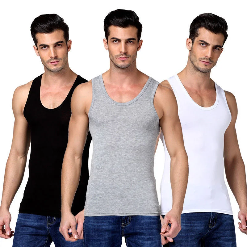 

2pcs/lot Cotton Mens Underwear Sleeveless Tank Top Solid Muscle Vest Undershirts Gymclothing Fitness Breathable Under Shirt