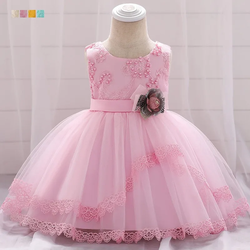 L1886XZ pink Прямая поставка; Детский костюм для малышей; платье для новорожденных девочек 1-2 лет на день рождения; платье принцессы с рукавами-крылышками; платья для крестин для детей - Цвет: L1886XZ pink