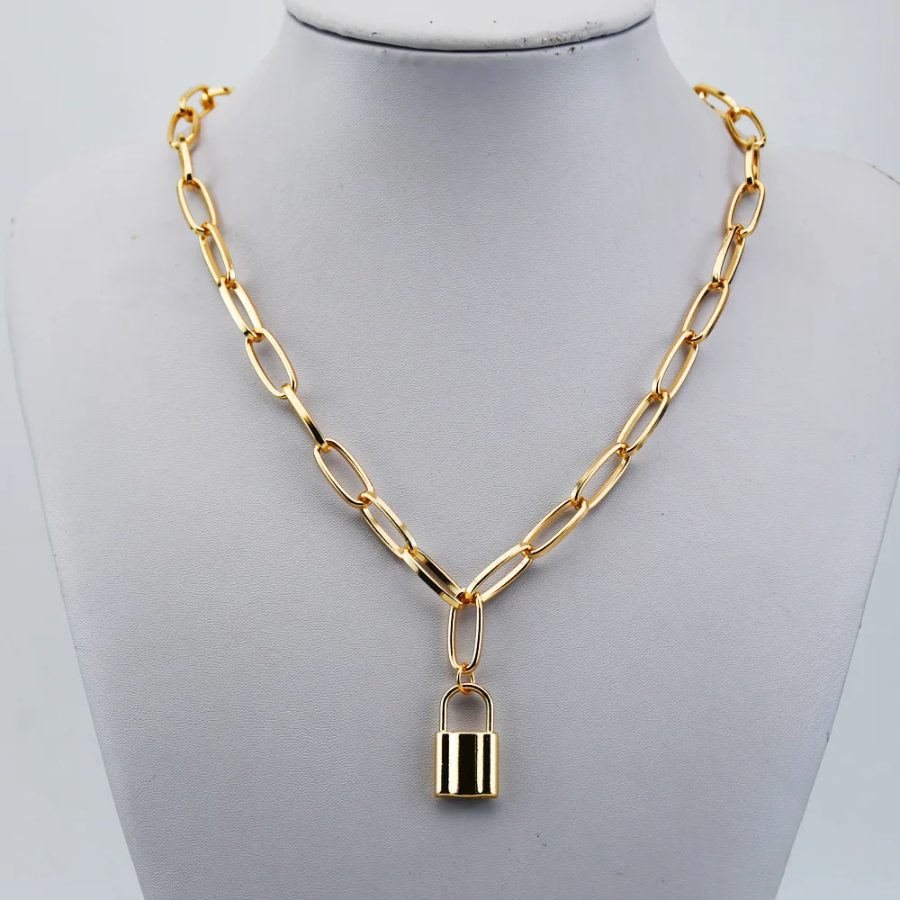 Женское ювелирное изделие чокер золотого цвета в стиле рок ожерелье с замком