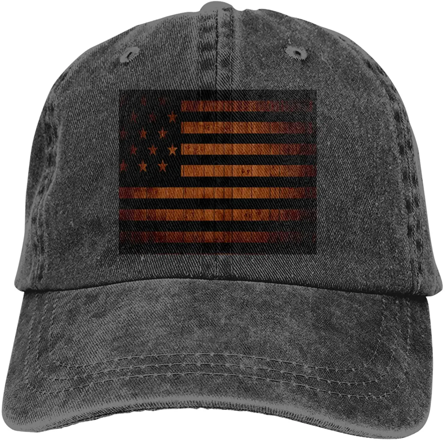 

American Flag Vintage Wood Sports Denim Cap Adjustable Unisex Plain Baseball Cowboy Snapback Hat