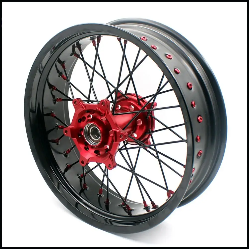 KKE 3 5/4 25 крученые диски Supermoto для HONDA CRF250R 2014-2021 CRF450R 2013-2020 красная соска черная спица