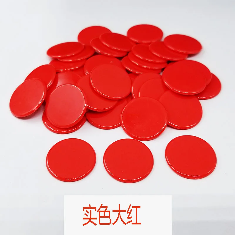 100PCS/Set 4 Colors 19mm Creative Gift Accessories Plastic Poker Chips Casino Bingo Markers Token Fun Family Club Game Toy - Цвет: 100pcs red