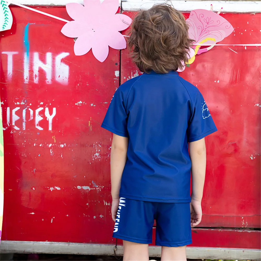 Купальник с коротким рукавом для мальчиков детский купальник принтом дельфина