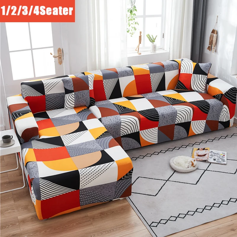 

Эластичный чехол для дивана, съемный полностью обернутый чехол с геометрическим рисунком, L-образный угловой диван для гостиной