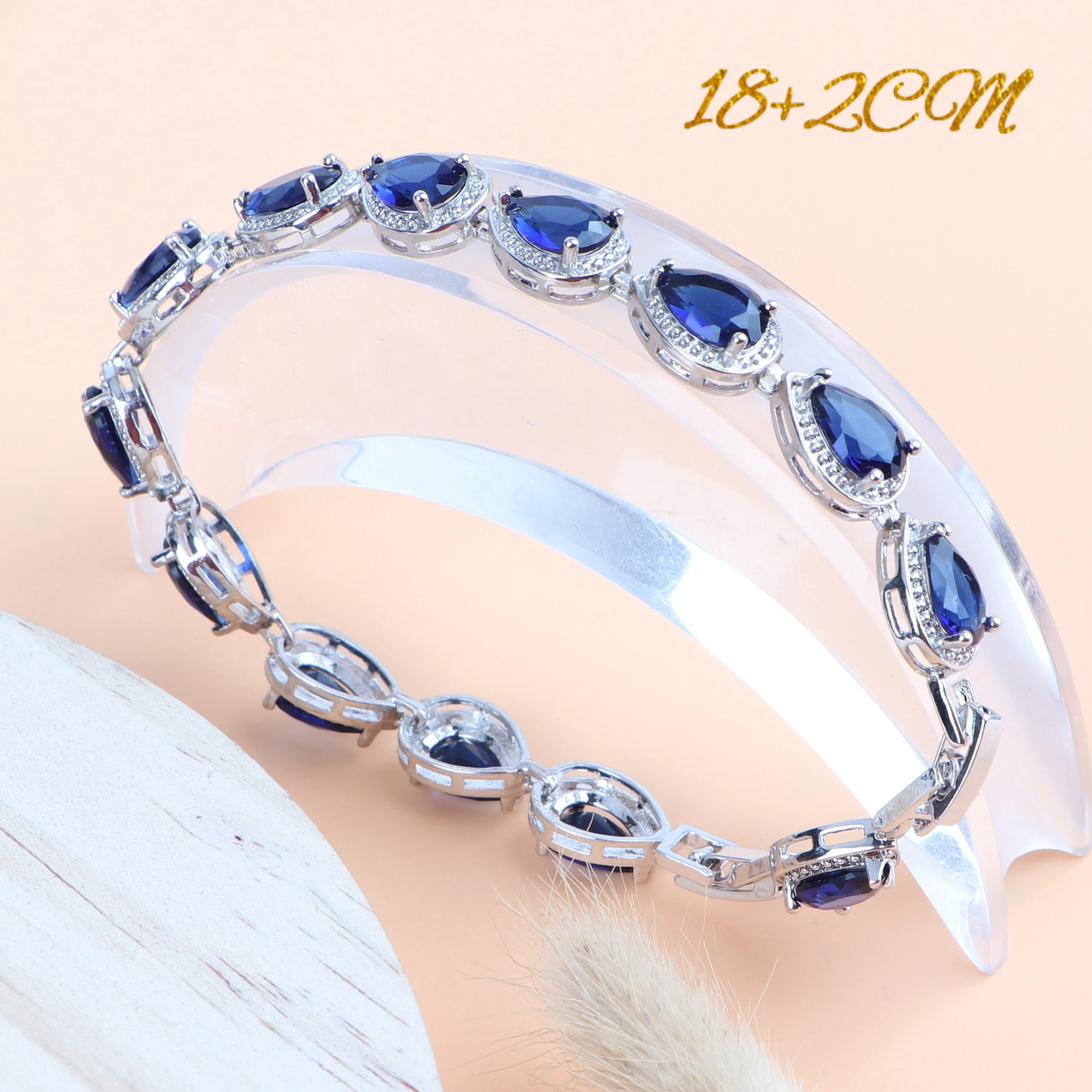 Женский Свадебный костюм Комплект украшений из серебра 925 пробы с синим