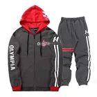 Мужской спортивный костюм для бодибилдинга, осенняя Толстовка и штаны, фирменная спортивная одежда OLYMPIA 2018 года, мужская толстовка с воротником-стойкой, куртка