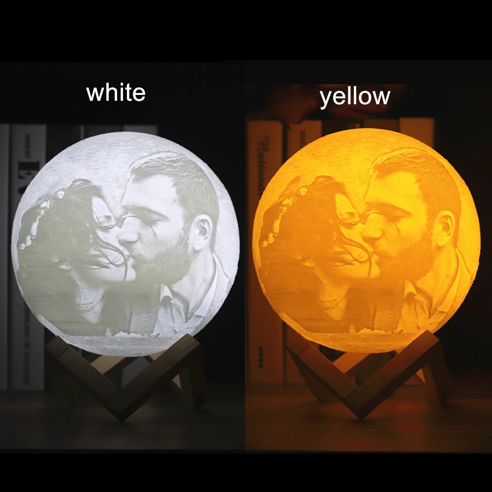 Лампа с 3D рисунком Луны и текста на заказ светодиодный ночсветильник сенсорным