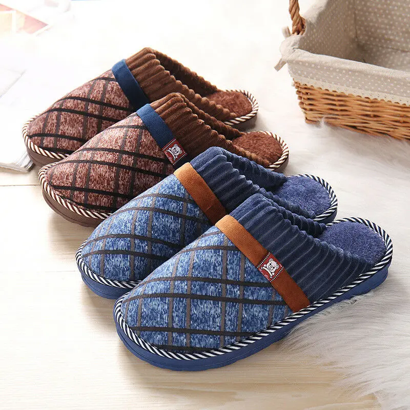 Мужские тапочки хлопковые зимние домашние нескользящие теплые мужские большого