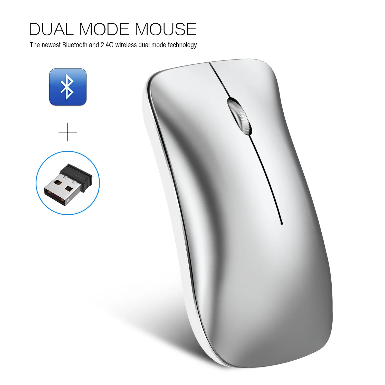 Беспроводная мышь 1600 dpi Bluetooth USB оптическая перезаряжаемая компьютерная 2 4G