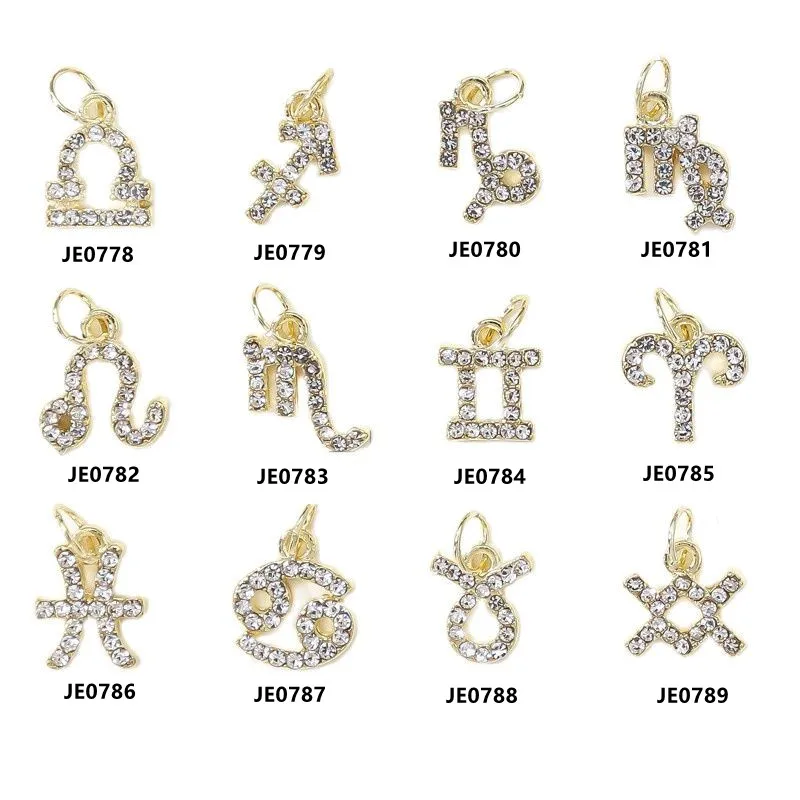 

12Constellation Dangle Charms-10pc Letter,Myth Astrology Rhinestones Charms For Necklace/Bracelet/Nails Tips Pendant Decorations