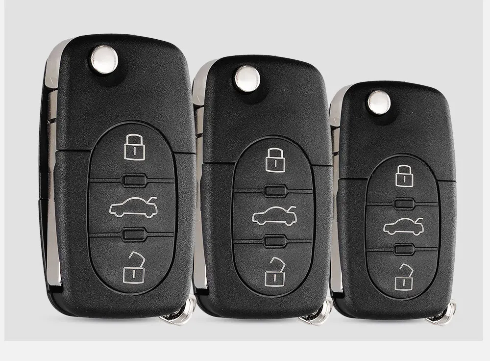 KEYYOU замена 3 кнопки флип ключи чехол в виде ракушки брелок для Audi TT A4 A6 A8 Quattro с лезвием CR1620