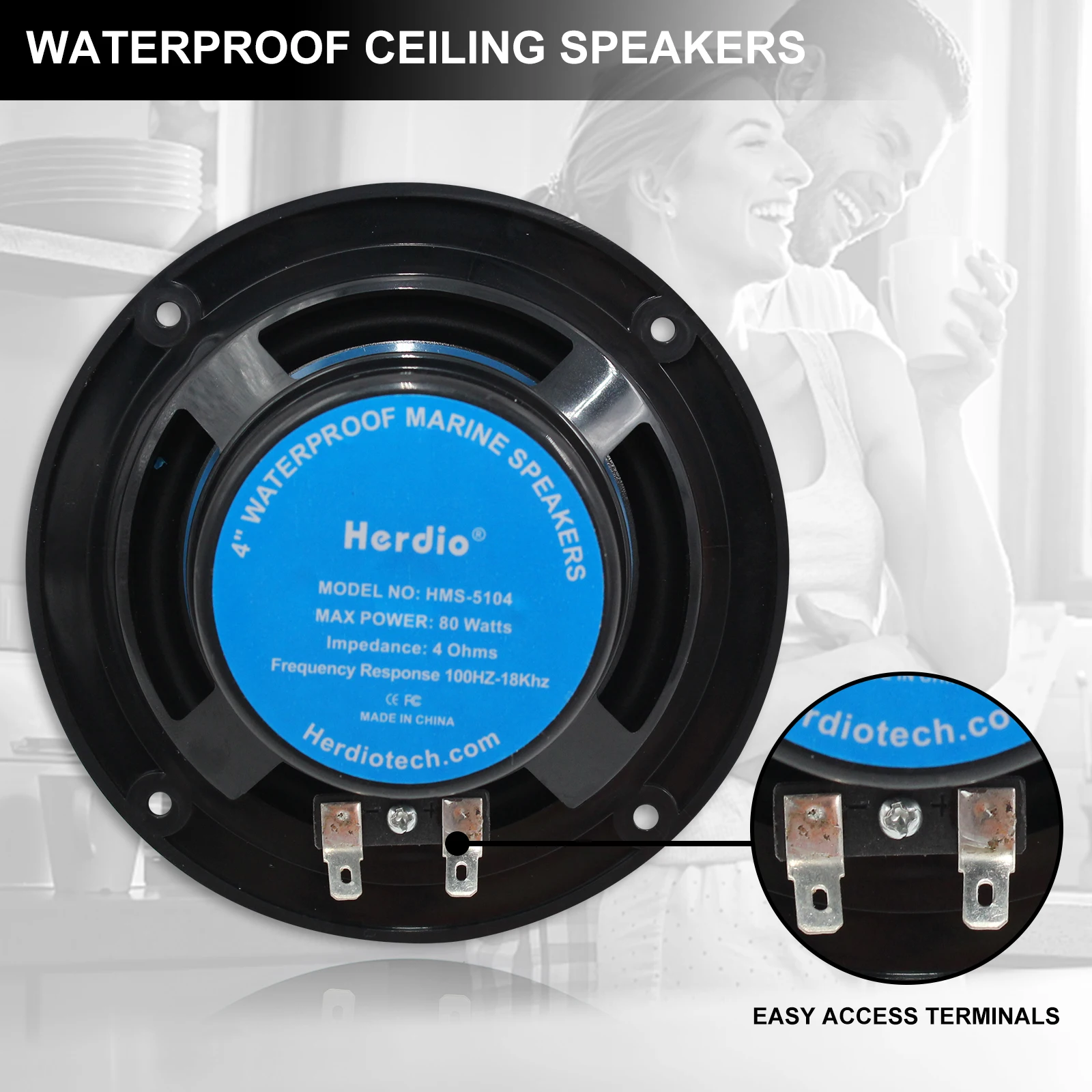 herdio 4inch 160w 2 way marine boat waterproof speakers for bathroom outdoor camper spa uv proof music speaker with flush mount free global shipping