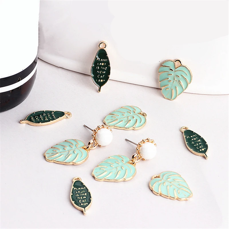 

10pcs Metal Alloy leaves Charm Pendants Drop Oil Earring Findings Charms For DIY Craft Jewelry Beads Keychain Making Finding