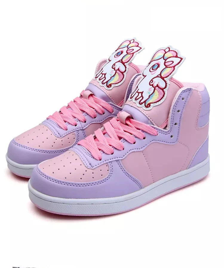 Женские высокие кроссовки в стиле аниме Харадзюку Вулканизированная подошва
