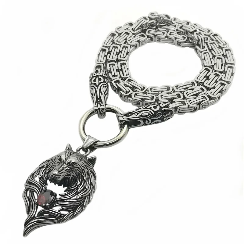 Ожерелье из нержавеющей стали Викинг wolf ожерелье титановой с головой волка