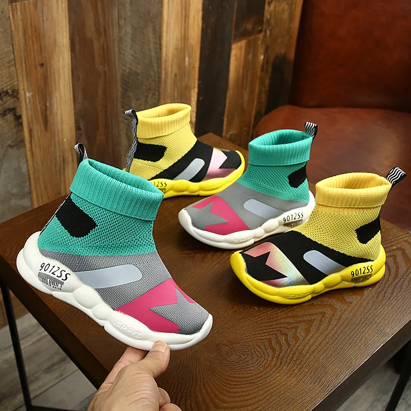 Детская обувь для мальчиков сезон весна-осень Детские кроссовки высокие носки