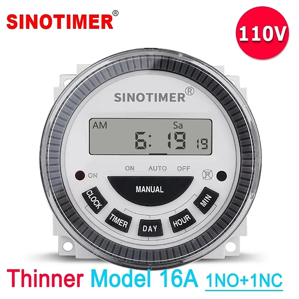 TM619-1 1NO + 1NC Вольт Бесплатная Выход 16A ЖК-дисплей реле времени Управление 110VAC 7 дней